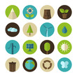 Set of vector flat design icons for ecology and environment