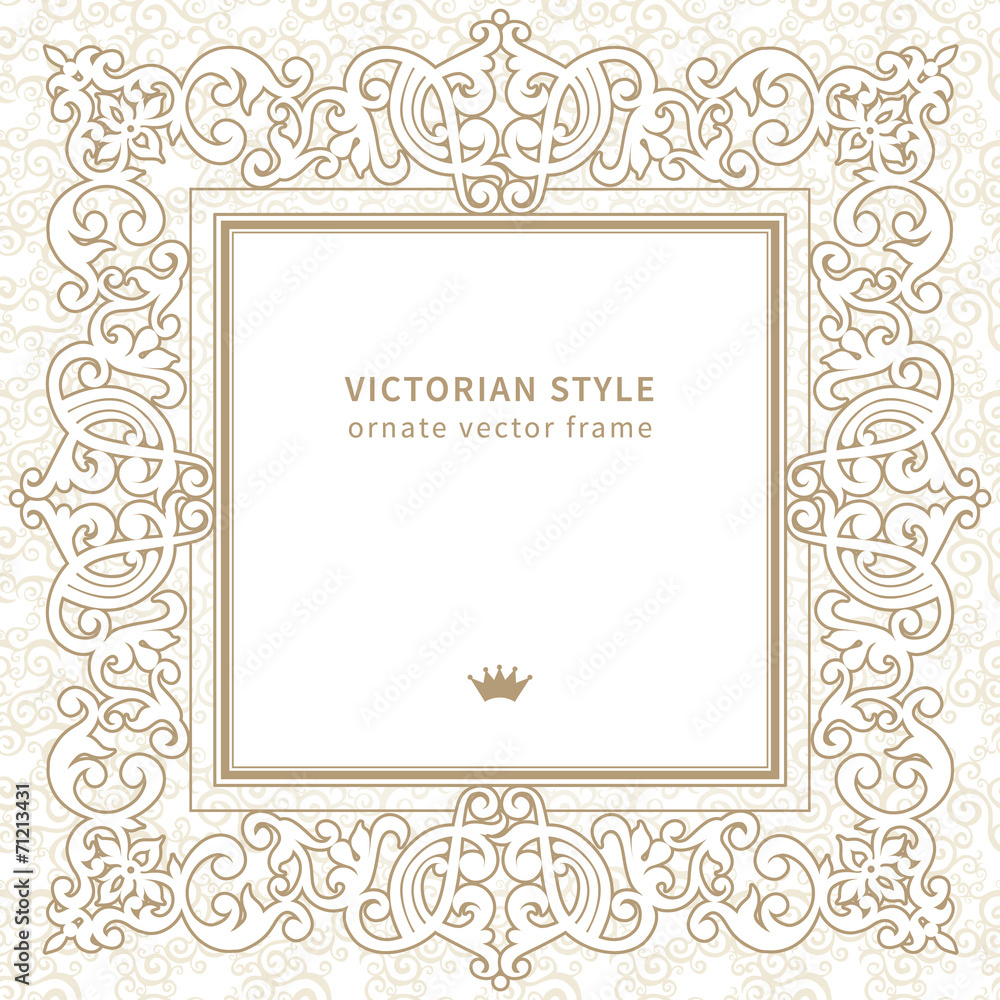 Vector lace frame in Victorian style. Stock Vector | Adobe Stock
