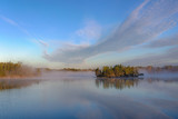 Fototapeta Tęcza - lake with fog