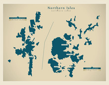 Modern Map - Northern Isles / Shetland And Orkney Islands