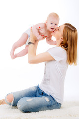 portrait of a happy mother with her son. emotions