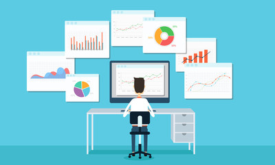 Aufkleber - business people analytics business graph and seo on web
