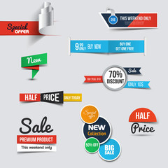 collection of sale discount styled origami banners
