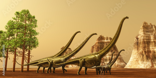 Naklejka samoprzylepna Zachód słońca dinozaurów