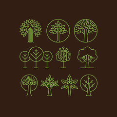 Aufkleber - Vector organic tree icons