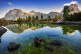 Fototapeta  - Limides Lake and Mount Lagazuoi, Dolomites