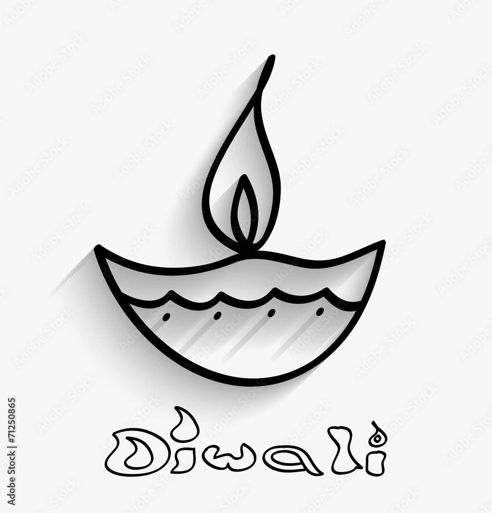 Happy Diwali stylish diya Indian festival lamp on grey vector Stock Vector  | Adobe Stock, image size:959x1000