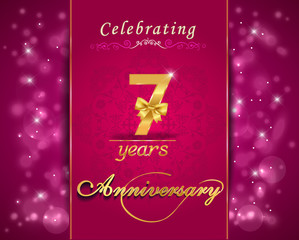 7 ear anniversary celebration sparkling card, 7th anniversary