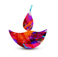 Wall Mural - Happy diwali diya artistic colorful creative design vector