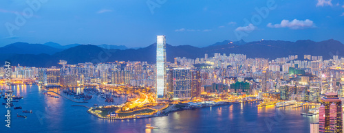 Naklejka samoprzylepna Panorama panoramę Hongkongu