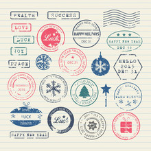 New Year Stamps Set