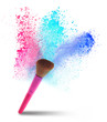 professional make-up brush with dust in motion.