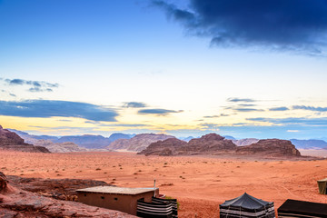 Wall Mural - Jordanian desert at twiligt in Wadi Rum, Jordan