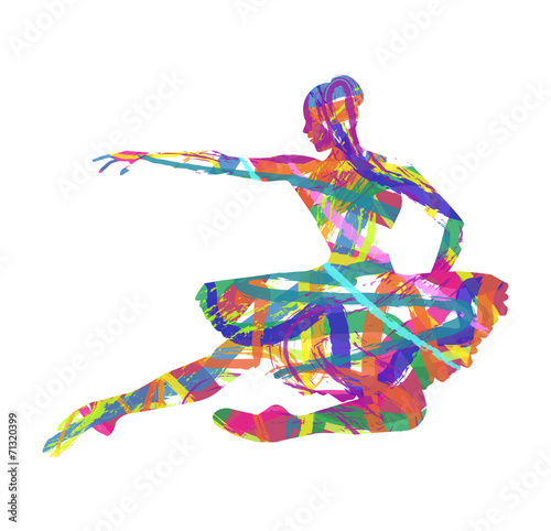Plakat na papierze fotorealistycznym Streszczenie sylwetka tancerza składa się z kolorów