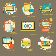 Wall Mural - Set of flat design concept icons for web