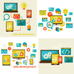 Wall Mural - set of flat design concept  for web