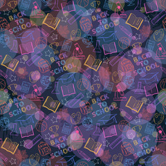 Seamless pattern Back to school on the background of colorful bl