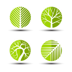 Sticker - Tree icons set , vector illustration