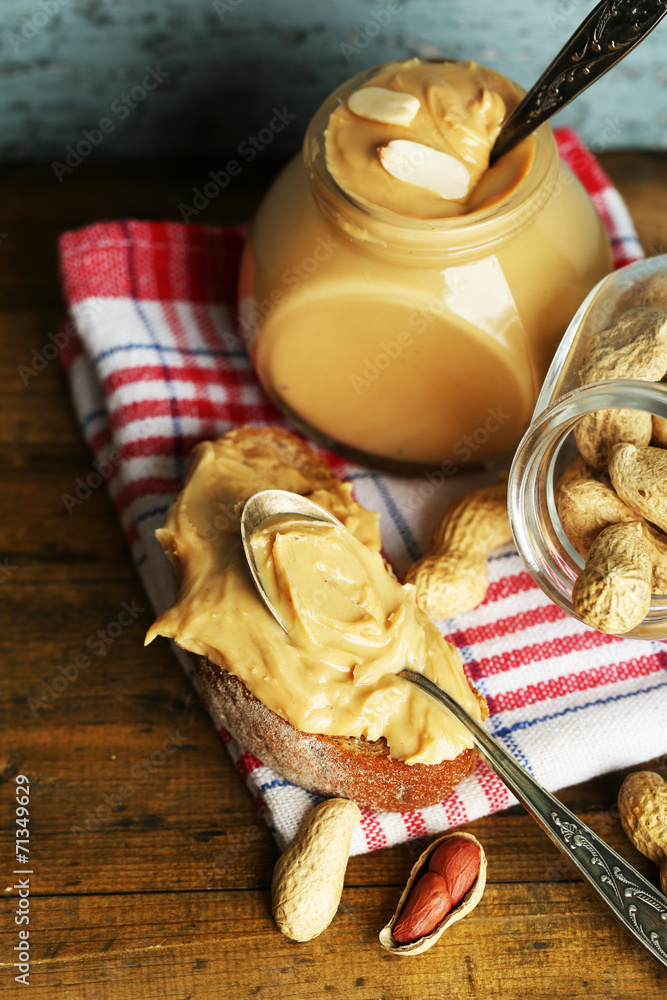 Beautiful still life with fresh peanut butter