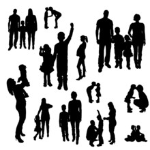 Vector Silhouette Of Family.