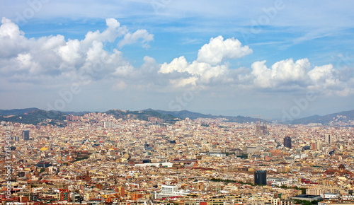 Board z aluminiowym obramowaniem Widok na Barcelonę.