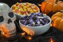Bowl Of Candy Corn In A Halloween Theme