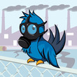 Pollution, bird with gas mask vector illustration