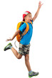 shouting jumping boy isolated over white