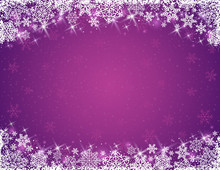 Violet Background With  Frame Of Snowflakes,  Vector