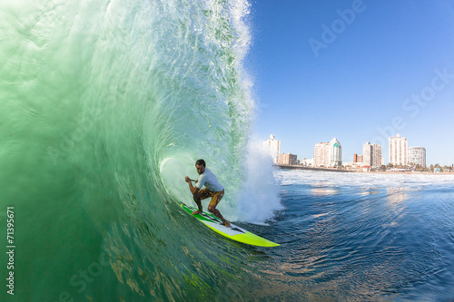 Obraz na płótnie canvas czteroczęściowy "tetraptyk" Surfing surfer sup fala rury