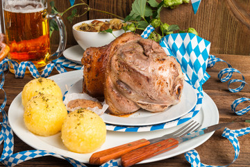 Wall Mural - Schweinshaxe - pork knuckle on Bavarian