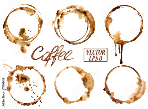 Photo Watercolor coffee stains icons