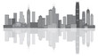 Hong Kong City Skyline Grayscale Panorama Vector Illustration