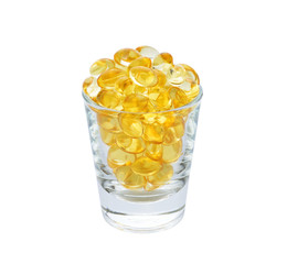 Omega 3 capsules from Fish Oil on white background