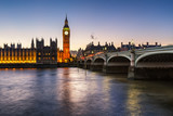 Fototapeta Big Ben - Big Ben, Queen Elizabeth Tower and Wesminster Bridge Illuminated