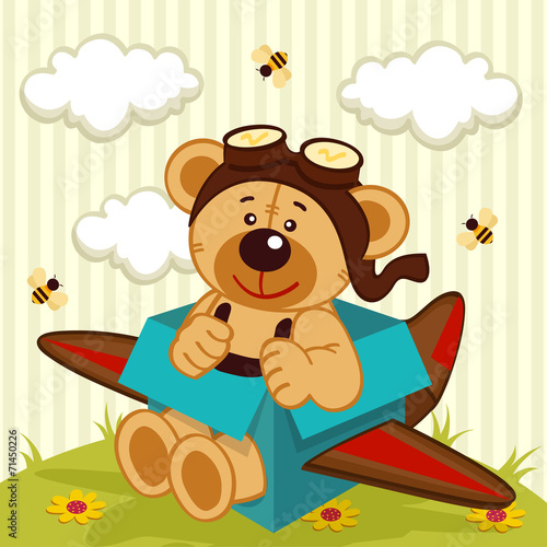 Board z aluminiowym obramowaniem Misia wykonane samolot - ilustracja wektorowa, eps