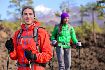 hiking hikers couple - healthy active lifestyle