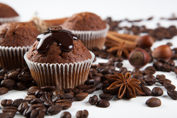 chocolate cake with coffee beans