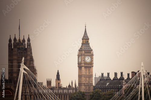 Obraz na płótnie canvas trzyczęściowy "tryptyk" Big ben w westminster, london england uk