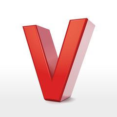 3d red letter V