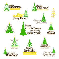 Wall Mural - Christmas tree stamps set