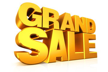 Sticker - 3D gold text grand sale.