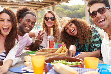 Group Of Young Friends Enjoying Lunch Outdoors