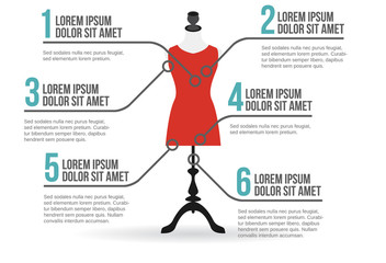 Mannequin in dress infographic, vector illustration