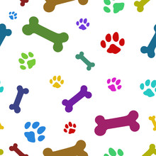 Multi Colored Paw Pattern, Repeat To Any Large