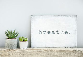 Wall Mural - motivational poster quote BREATHE. scandinavian or american styl