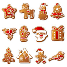 Gingerbread Christmas Cookies Set