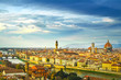 Florence sunset aerial cityscape. Panorama view from Michelangel