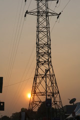 Electrical Tower and cables in the morning