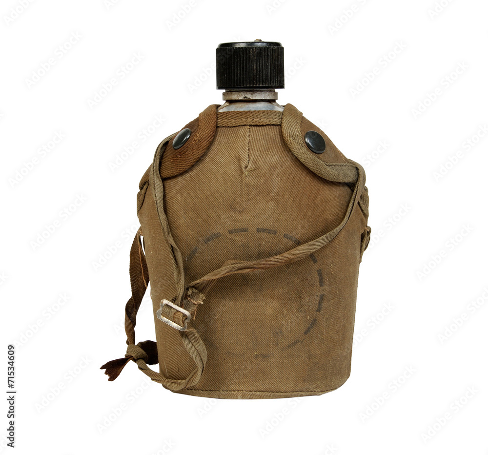 Army water canteen isolated on a white background Stock Photo | Adobe Stock